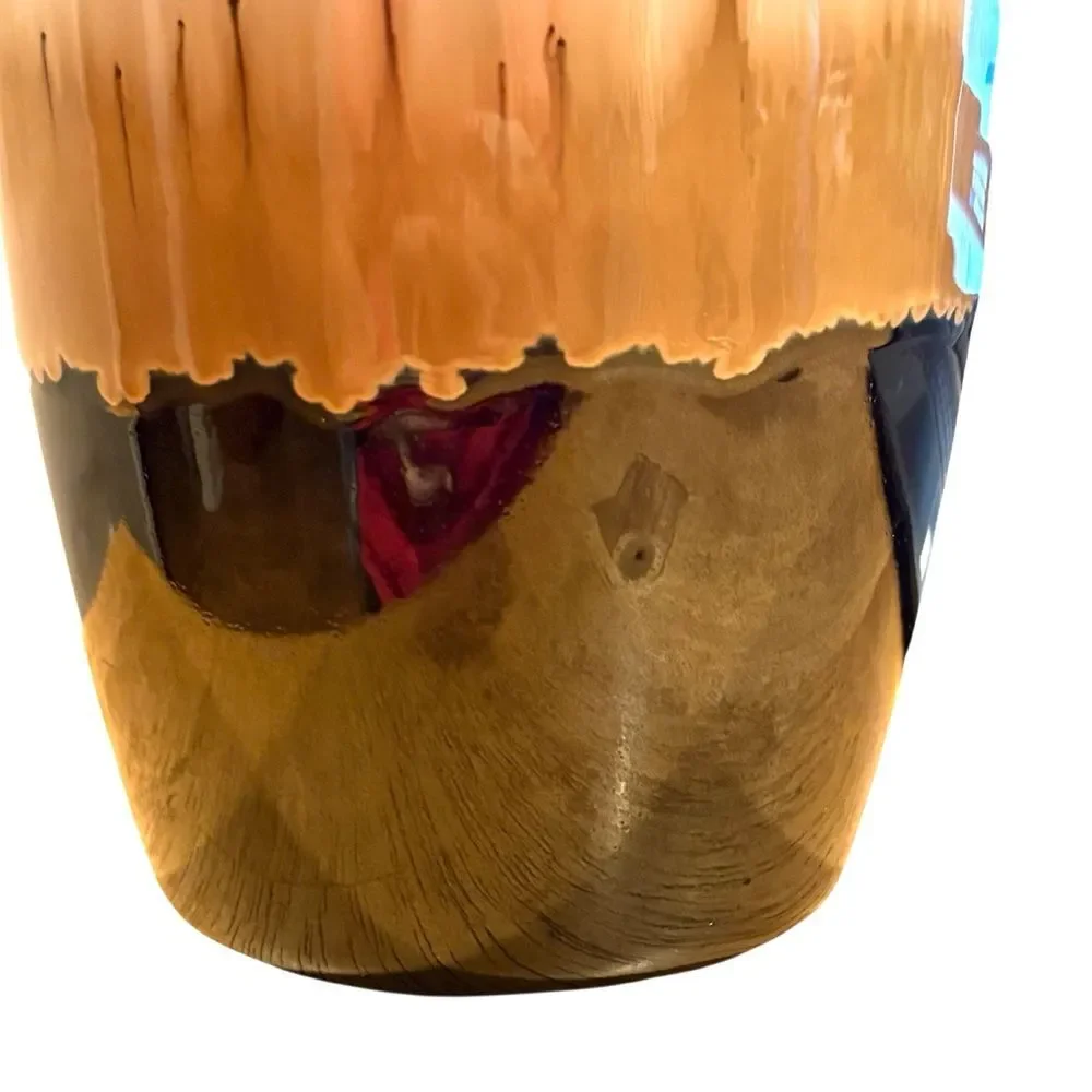 Ceramic Vase With Blue Drip Glaze